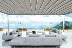 Pergostar Horizontal Classic with the structure in white.